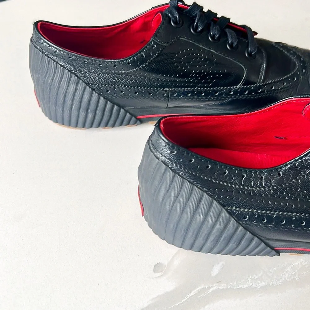 PF Flyers Brogue Men’s Black Leather Wingtip Sneakers Mens Sz 9.5 Womens Sz 11 - Picture 10 of 14